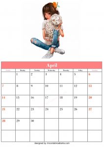 Blank April Calendar Template Printable Vector Header