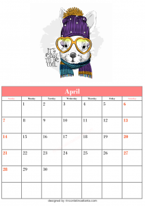 Blank April Calendar Template Printable Vector Header 3