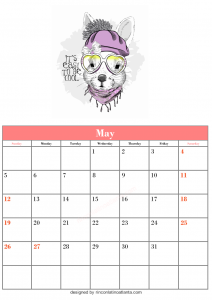 Blank May Calendar Template Printable Cute Vector