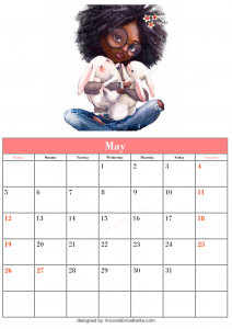 Blank May Calendar Template Printable Vector Cute Header