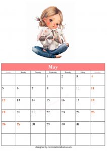 Blank May Calendar Template Printable Vector Header