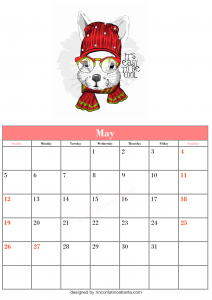 Blank May Calendar Template Printable Vectore Cute