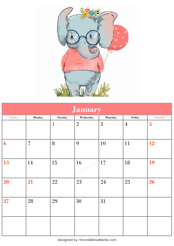 Free Blank January Calendar Printable Template
