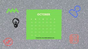 10 October One Year Calendar Countdown Printable