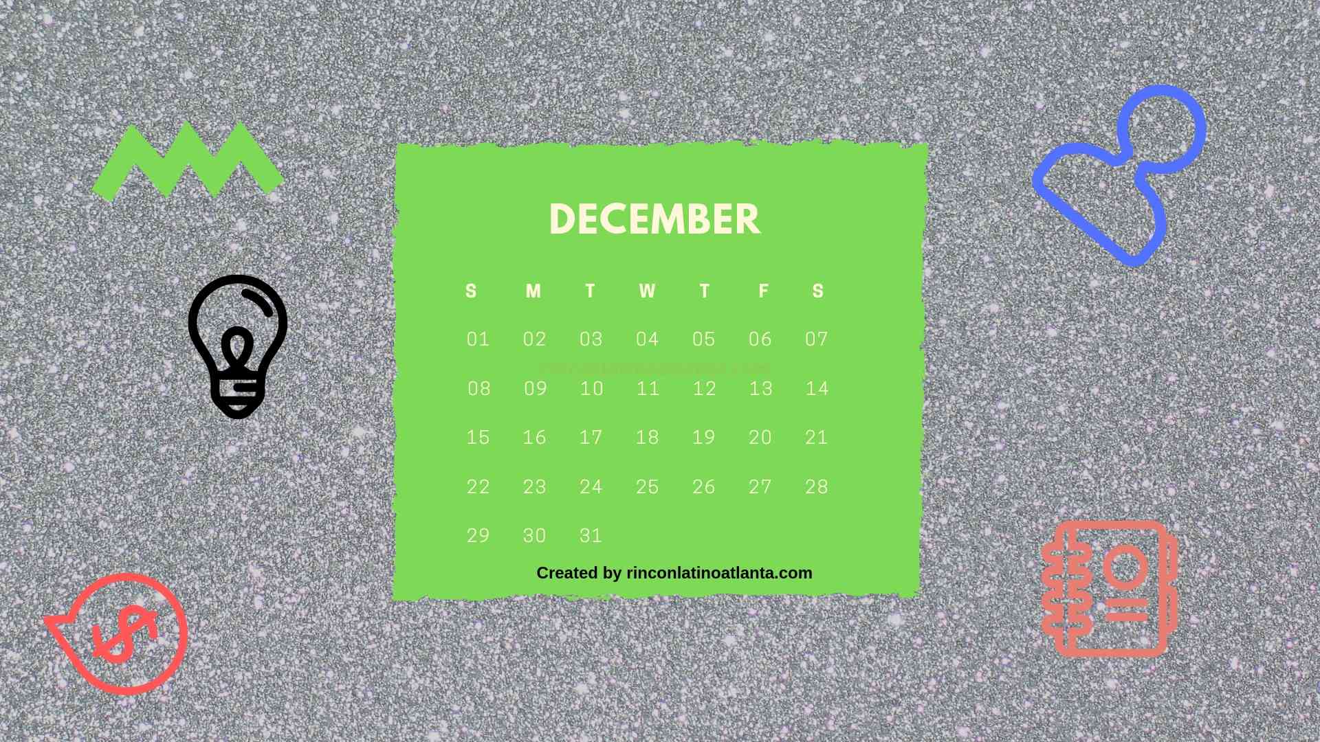 12 December One Year Calendar Countdown Printable