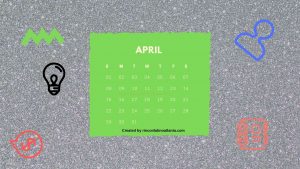 4 April One Year Calendar Countdown Printable