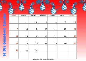 4 Unix Design 30 Day Countdown Calendar Printable Free Red