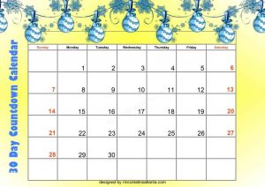 4 Unix Design 30 Day Countdown Calendar Printable Free Yellow Gradient