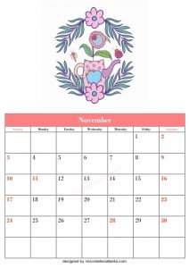 5 Blank November Calendar Printable Template Vector 2