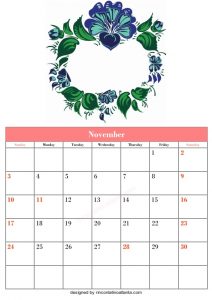 5 Blank November Calendar Printable Template Vector