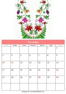 5 Blank November Calendar Printable Template Vector 3