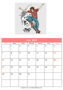 Blank July Calendar Printable Template Kitten Vector 2 Template 3