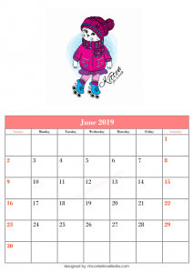 Blank June Calendar Printable Template 5 Design Example Free Vector 3