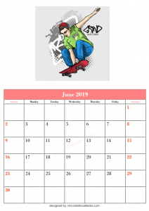 Blank June Calendar Printable Template 5 Design Example Free Vector 4