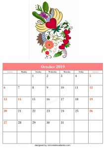 Blank October Calendar Template Printable Floral Vector