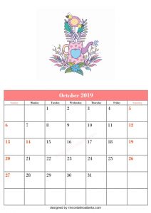 Blank October Calendar Template Printable Vector