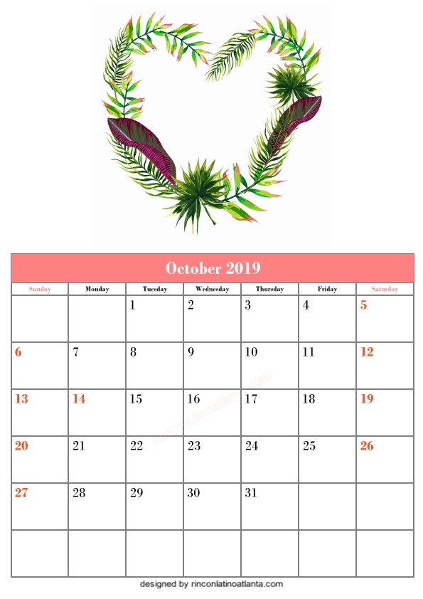 Blank October Calendar Template Printable Wreaths Vector