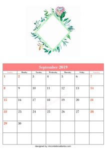 Blank September Calendar Template Printable Floral Vector