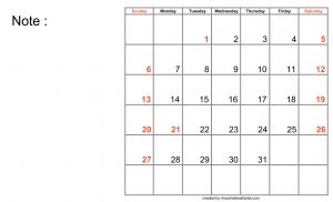 Blank Calendar for Good Work Planning