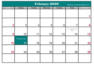 Blue Header Template February 2020 Calendar Printable Free