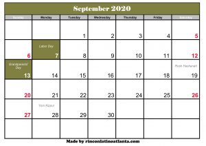 free printable september 2020 calendar
