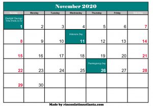 november 2020 calendar australia