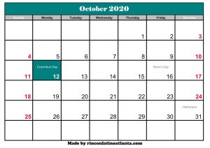 october 2020 calendar australia printable