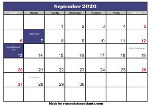 september 2020 calendar printable