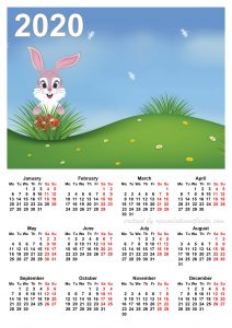 2020 Calendar Printable One Page Vertical