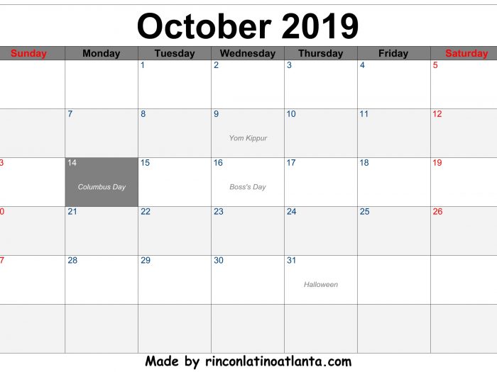 October 2019 Printable Calendar Free Download Center Header